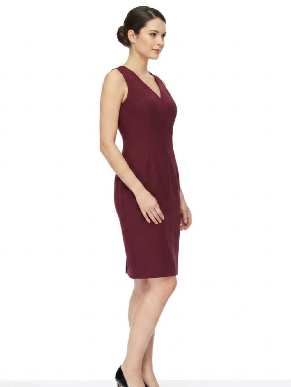 White House Black Market Burgandy Sheath Dress, 4P